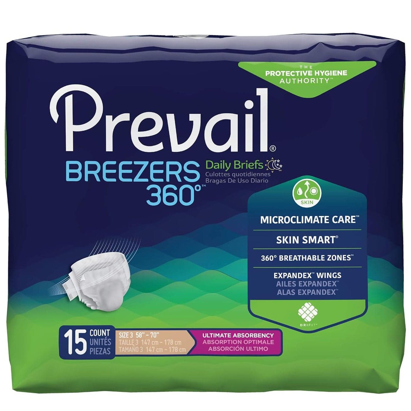 Air Incontinence Brief Ultimate Plus Absorbency Size 3 XLarge 15 Count 1 Pack of 15