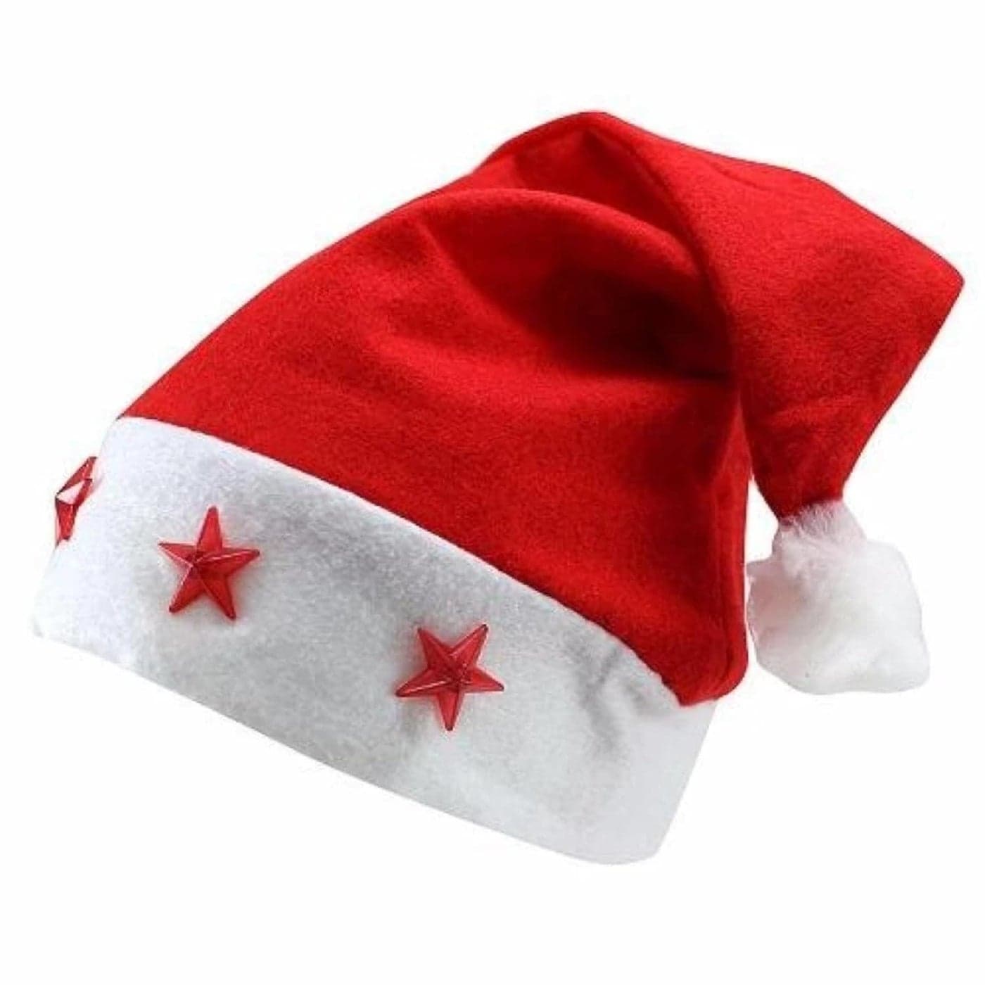 Evisha 24 Pcs Led Light Star Christmas Caps Santa Caps Charistmas caps For Tree Decoration XMass Caps Hats Santa Caps Santa Claus Caps