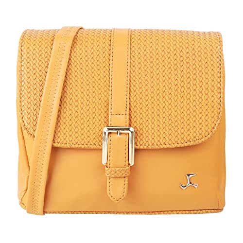 Mochi Women Yellow Flap Over Sling (66-7153)