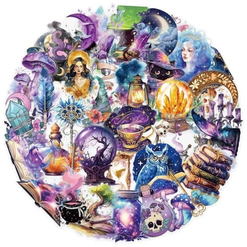 50pcs PET Transparent Magical Planet Stickers for Kids Potion Witchcraft Supplies Sticker Mystical Witchy Magic StickersDark Academia Gothic Sticker for AdultsScrapbookingJournalingPlanner