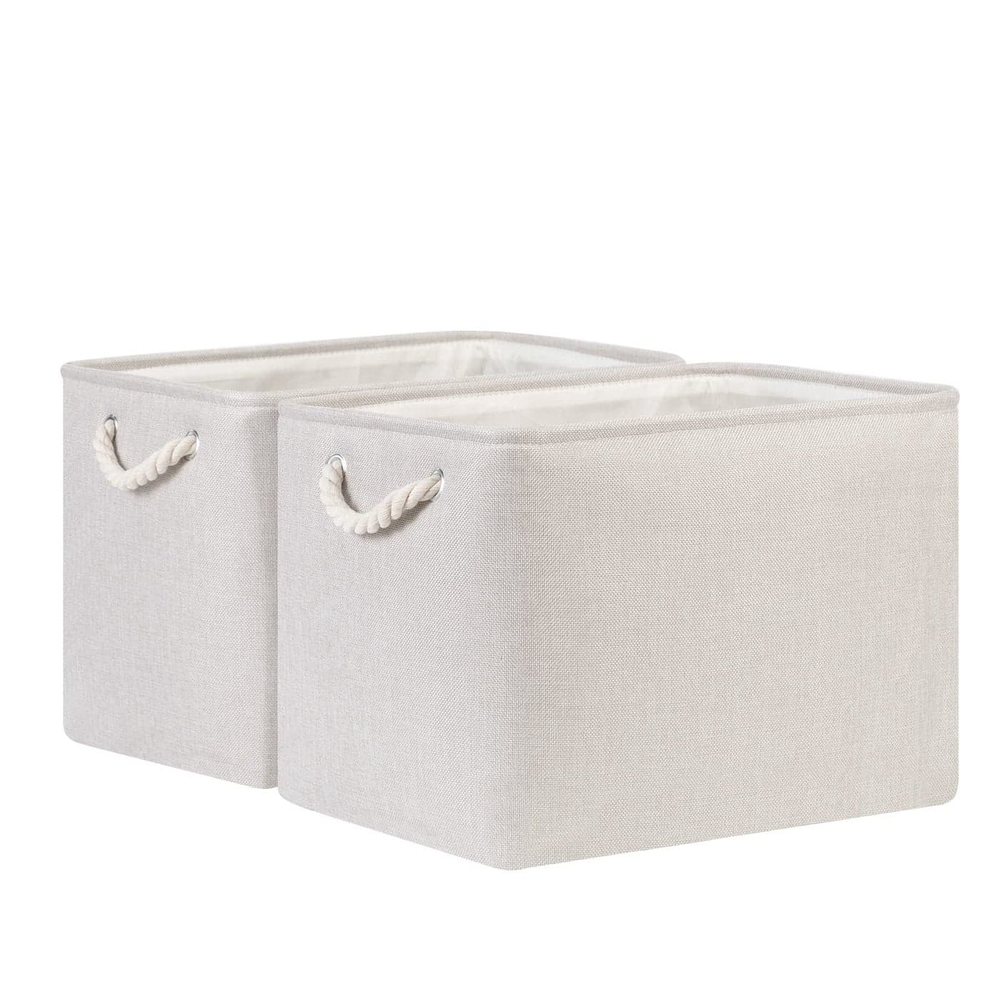 Bidtakay Large Fabric Storage Bins Beige Linen Closet Organizers Set of 2 Baskets for Shelves Clothes Bedroom 16x118x118 Inch Foldable Organization Baskets for Towels Blankets Storage Dog Toys