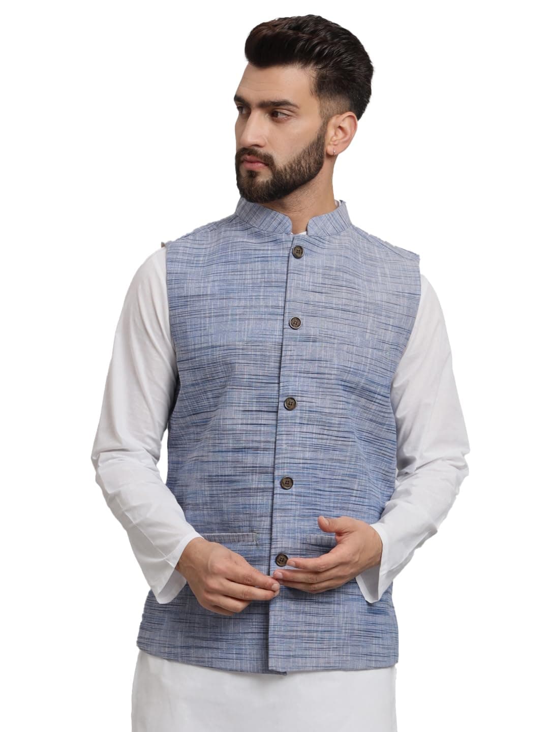 LATEST CHIKAN Men's Traditional Cotton Solid Nehru Jacket/Waistcoat -SADRI-NK-PR-36