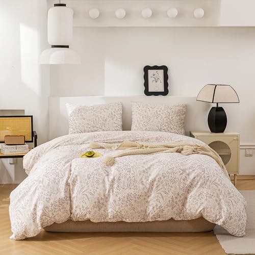 ECOCOTT Duvet Cover Queen Size Floral Pattern Printed Duvet Cover Set, Super Soft Comforter Quilt Cover with Zipper Closure 4 Ties