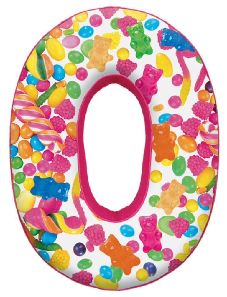 iscream Lettermania O Initial 16 Candy Collage Print Fleece Back Microbead Pillow