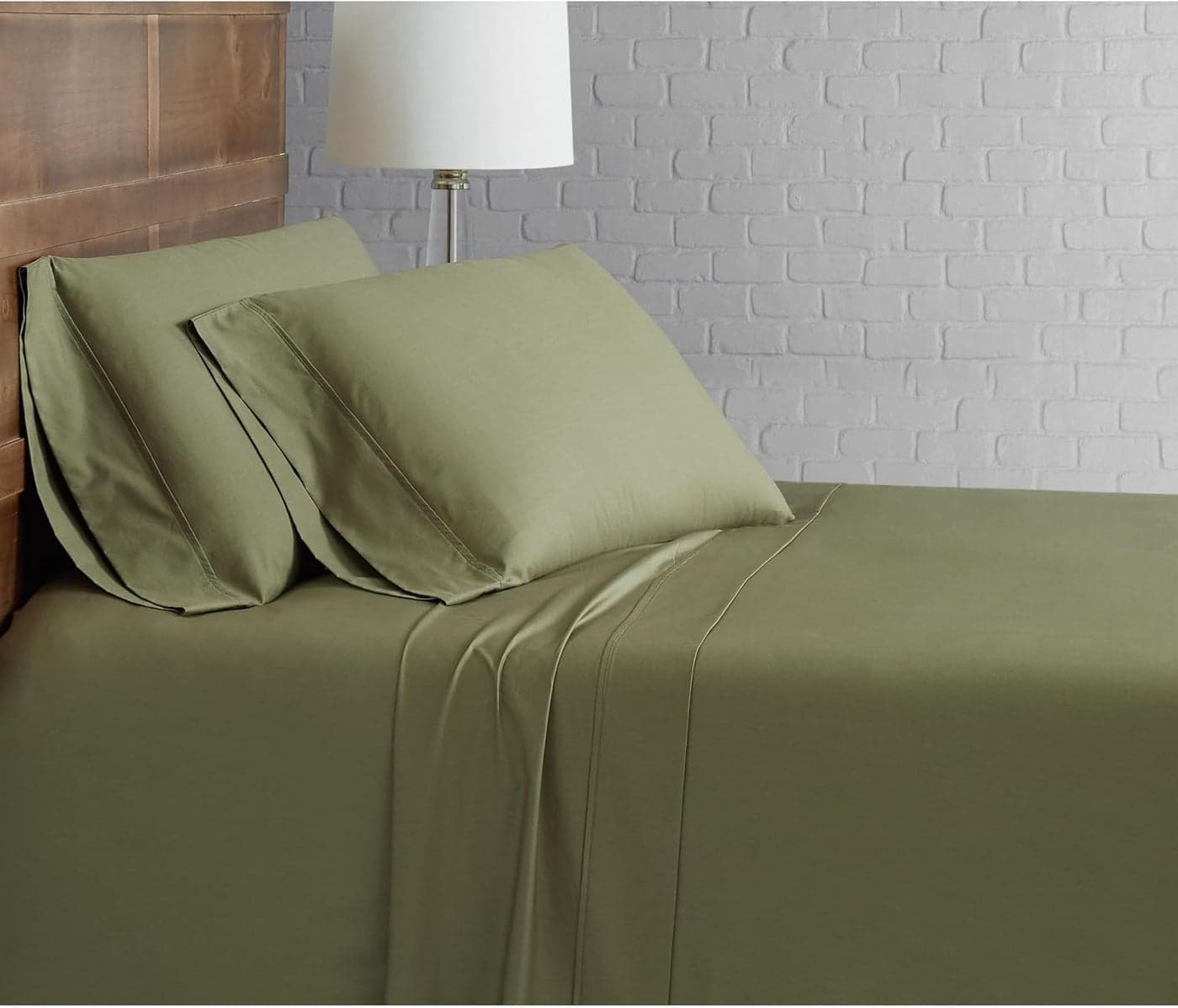 CANNON Solid Percale Green 4 Piece Queen Sheet Set