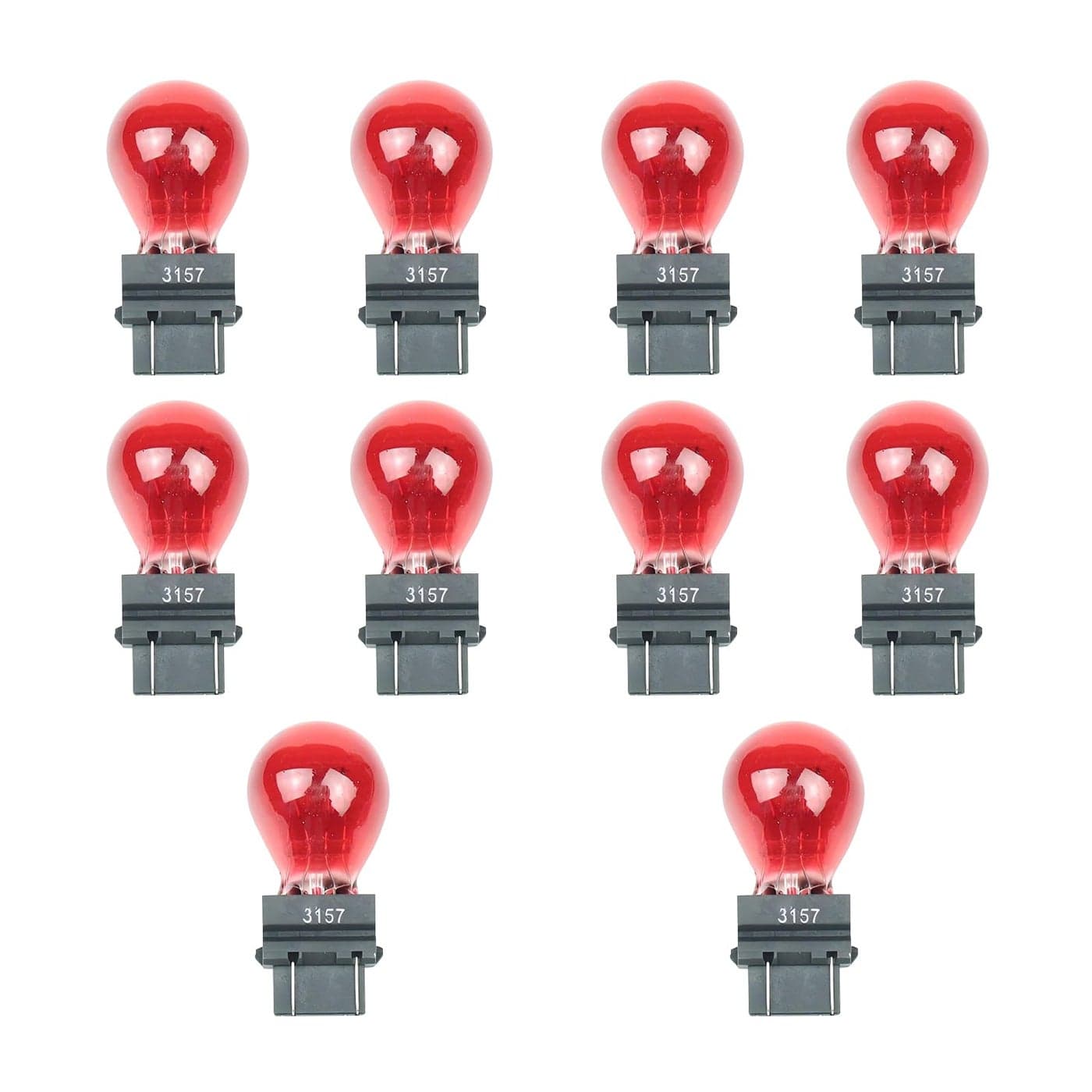 Tesnaao 10 Pack Car Instrument Light Bulb 3157 Brake Light Bulb 12 V 215 W Automobile Lighting Replacement Accessory Universal for Most Cars Trucks and Vans Red