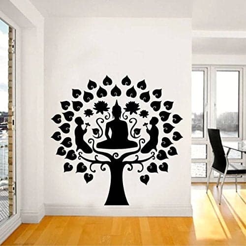 rawpockets Vinyl Decal Buddha Silhouettes Large Size Wall Sticker (Multicolour, Wall Coverage Area 80 cm X Width 80 cm)-Self-Adhesive