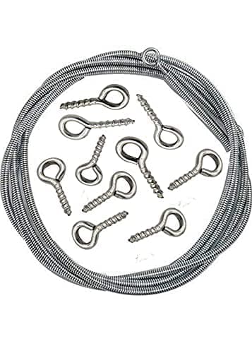 Bosney Stainless Steel Window Net Cobra Curtain Wire Spring with Hooks and Eyes 10 Meter Durable Rust Resistant Wire for Curtain Hanging, Net Fixing, Multipurpose Household and Office Use
