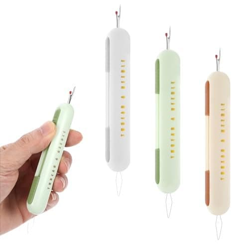 3 PCS Needle Threader Seam Ripper 2 In 1 Needle Threaders Tool Thread Remover Tool for Hand Sewing Threaders Gray Green Yellow