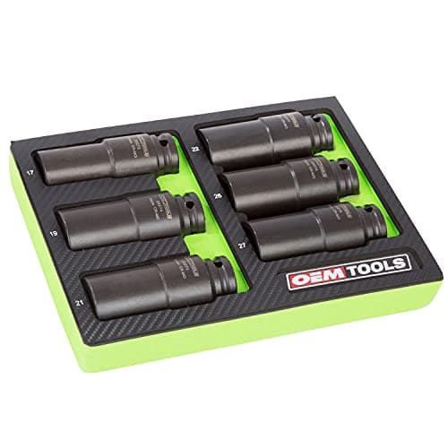 OEMTOOLS 25276 6 Piece Harmonic Balancer Puller Socket Set, Crankshaft Bolt Removal Tool Heavy Duty Impact Sockets, Harmonic Balancer Socket 17mm -27 mm, Chrome Moly Steel, 1/2" Drive