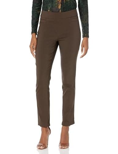 Briggs New York Women's Super Stretch Millennium Welt Pocket Pull on Career Pant, Cocoa, 14