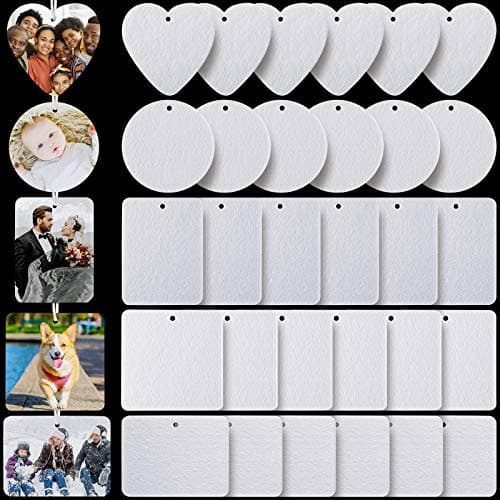 Zonon 120 Pieces Sublimation Air Freshener Blanks DIY Air Freshener Sheets Blank Car Pressed Felt Polyester Laser Cut Blanks for Car Travel Heat Press Ornaments with Elastic Cord 5 Styles