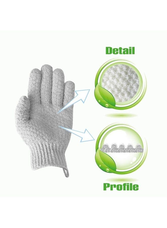 Exfoliating Dual Texture Bath Gloves for Shower, Spa, Massage and Body Scrubs, Dead Skin Cell Remover, Gloves with Hanging Loop (1 Pair Light Glove)