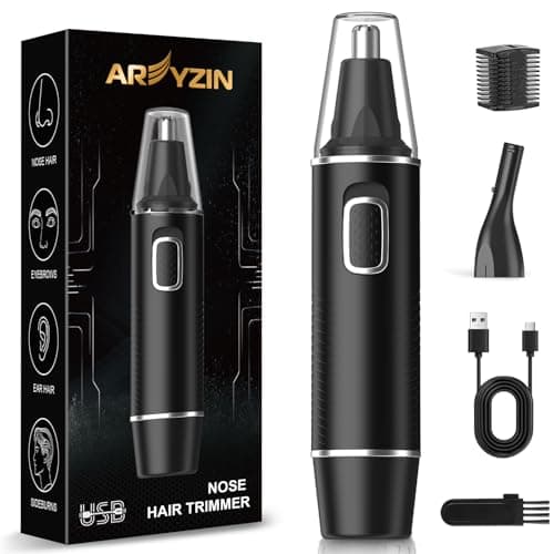 AREYZIN Nose Hair Trimmer for Men,Rechargeable Ear and Nose Trimmer,2026 Professional 2 in 1 Painless Eyebrow & Facial Hair Trimmer with IPX7 Waterproof Dual Edge Blades (Black)