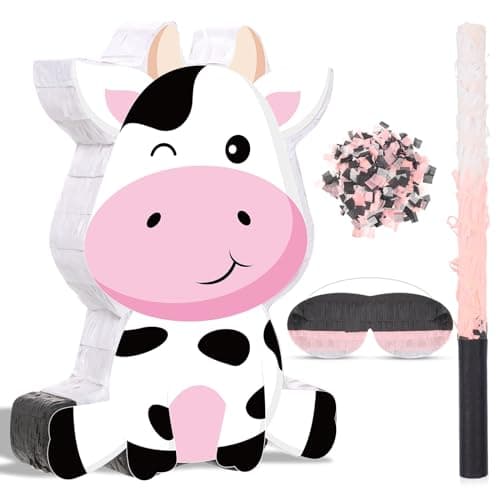 Aoriher Cow Piata with Blindfold and Bat Farm Animal Theme Birthday Party Supplies Cow Piata for Birthday Party Favors Decor 16 x 12 x 32 Inch