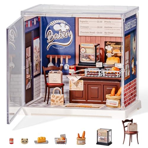 Rolife Mini Super Creator Series DIY Miniature Butter Bakery House Dollhouse Kit Bulid Scenary for Action Collectible FiguresCreative Gifts for Adults Women