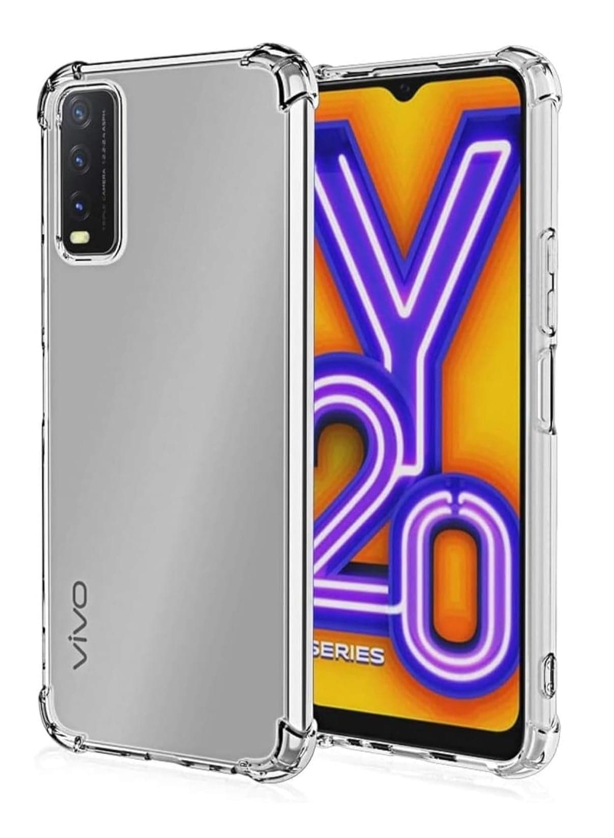 New Bumper Case Compatible With VIVO Y20, Soft TPU Silicone Clear Transparent Shockproof Case Cover, Ultra-Thin Protective Bumper Shell for VIVO Y20 – Durable and Scratch-Resistant, Lightweight Design