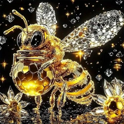 SHICERNHJ Bees Diamond Painting Kits for Adults DIY 5D Diamond Art Kits for BeginnerFull Round Drill Diamond Arts and Crafts Gem Art Painting for Home Wall Decor 14 X 14inch