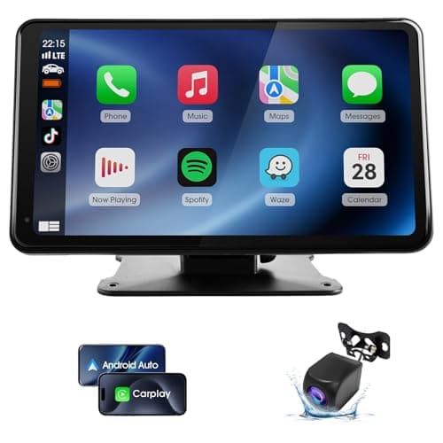Haudio 7" Portable Wireless CarPlay & Android Auto Car Stereo with Backup Camera, 7" HD Touch Screen, GPS, Voice Control, Plug & Play for Older Cars - Universal Fit