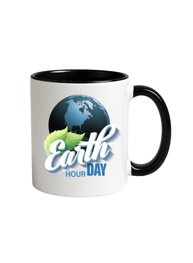 Earth Hour Day Ceramic Coffee Mug-Glossy Black Coffee Mug-Celebrate Earth Hour-Dishwasher And Microwave Safe- Earth Day Gift