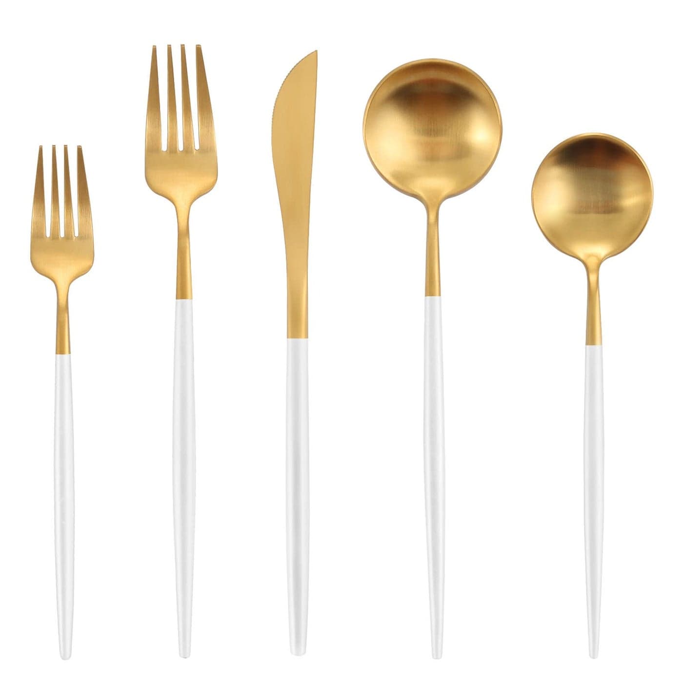 Matte White Gold Silverware Set Oliviola 20Piece Stainless Steel Flatware Cutlery Set Service for 4 Satin Finish Kitchen Utensil Set Dishwasher Safe