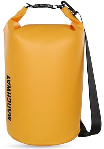 MARCHWAY Floating Waterproof Dry Bag Backpack 5L10L20L30L40L Roll Top Sack Keeps Gear Dry for Kayaking Rafting Boating Swimming Camping Hiking Beach Fishing Deep Yellow 20L