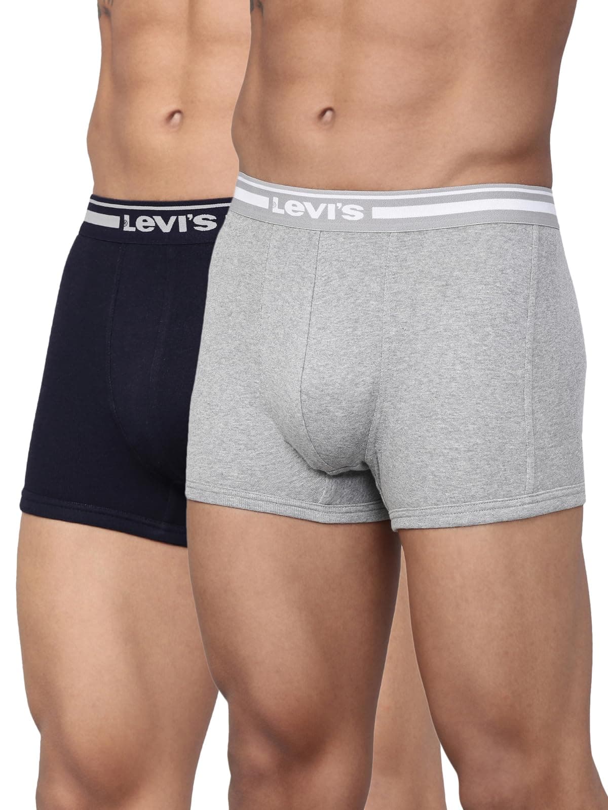 Levi's Men's Cotton TRUNK (Pack of 2) (#003-TRUNK-LT GMEL/NAVY-P2_Grey/Navy_XL_Lt. Grey Melange,Navy_XL)