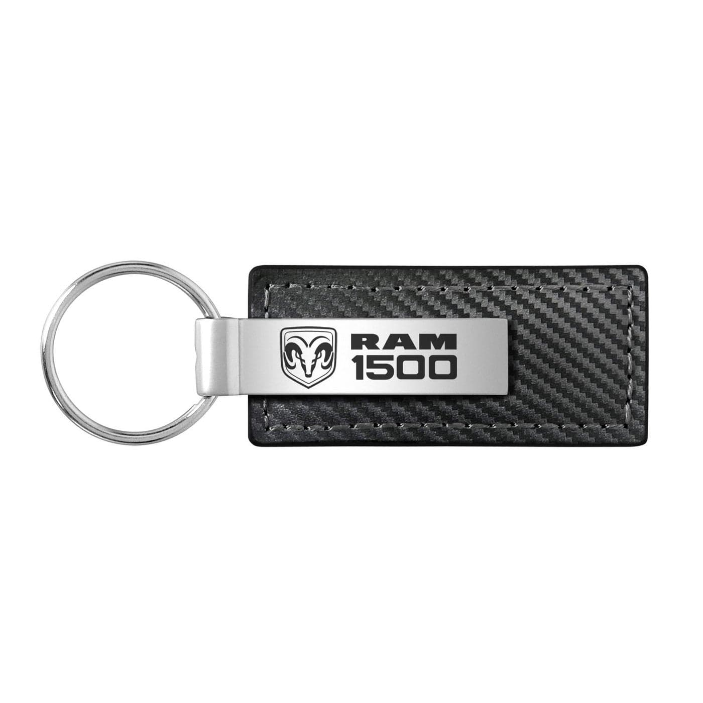 AUTOMOTIVE GOLD Carbon Fiber Rectangular Leather Key Chain for Dodge Ram Black