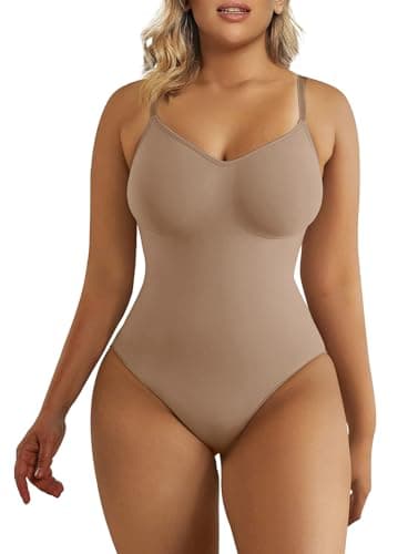 SHAPERX Bodysuit for Women Tummy Control Shapewear Seamless Sculpting Thong Body Shaper Tank Top,SZ5215-Sienna-L/XL