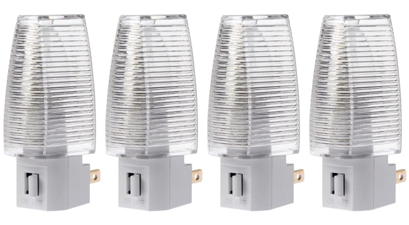 Projectpak Plug in Night Light with Manual OnOff Switch for Hallway Kids Bedroom Stairways Includes 4W Incandescent Bulb 4 Pack