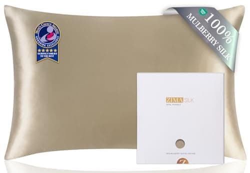 ZIMASILK 100% Pure Mulberry Silk Pillow Cases for Hair and Skin, Soft, Hypoallergenic & Smooth, Both Sides Grade 6A Silk, with Hidden Zipper, Gift for Women Men, 1pc (Body 20"x54", Taupe)