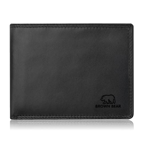 BROWN BEAR Classic Heritage Genuine Leather Wallet for Man | Purse for Men Wallet (Black)