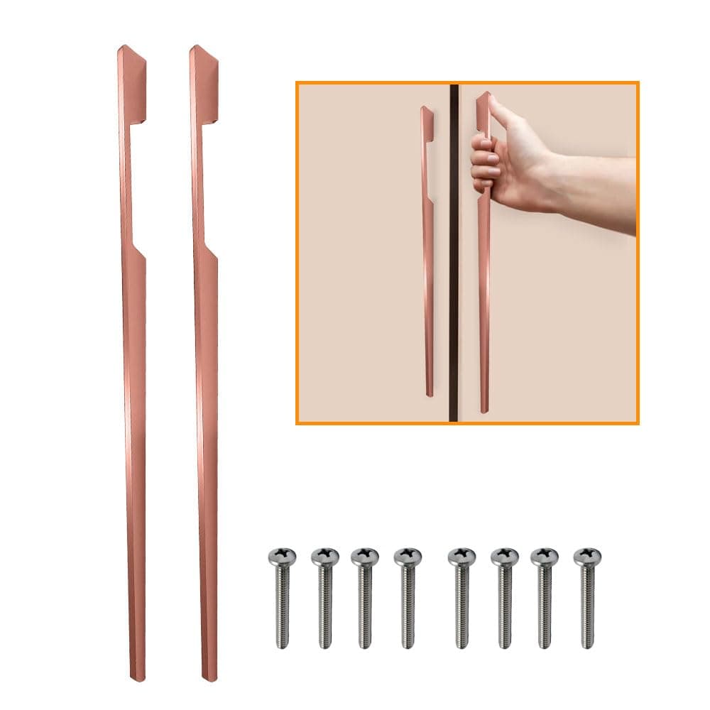 VOLO Aluminium Wardrobe Handle Elegant Pull Handle for Wardrobe Doors Cabinet Doors and Drawers in Kitchen Office and Bedroom Pack of 2 Pieces SAC40 Rose Gold 24 Inch 600mm