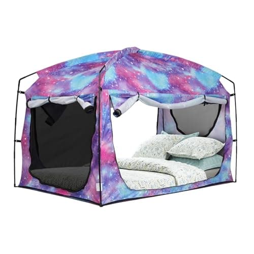 Bed Tent,Portable Privacy Sleeping Bed Canopy,Blackout 90% Drapes for Kids and Adult,Twin Size Indoor Space Tent with Breathable Large Mesh Windows(Unicorn, Twin)