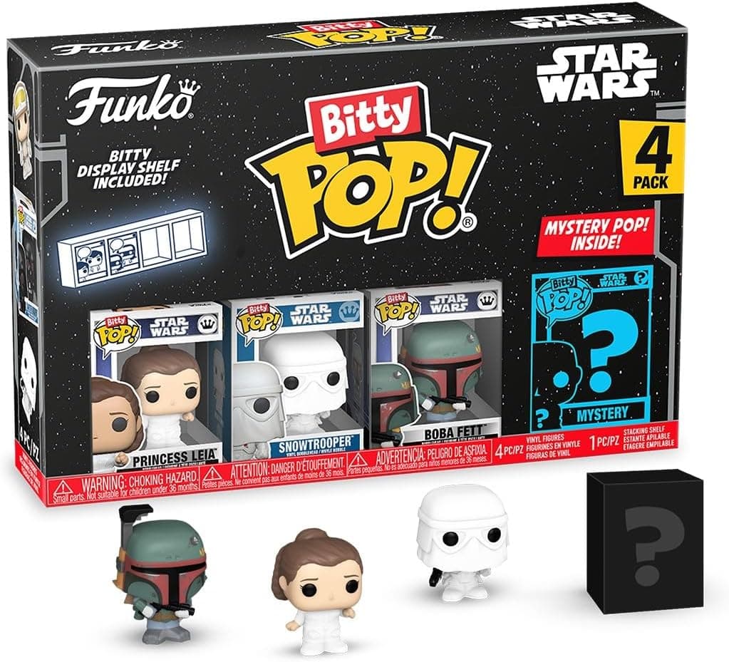 Funko Pop Bitty Star Wars Princess Leia Snowtrooper Boba Fett Mystery Chase Figure Styles May Vary and A Surprise Mystery Mini Figure 09 Inch 22 Cm Collectable Gift Idea