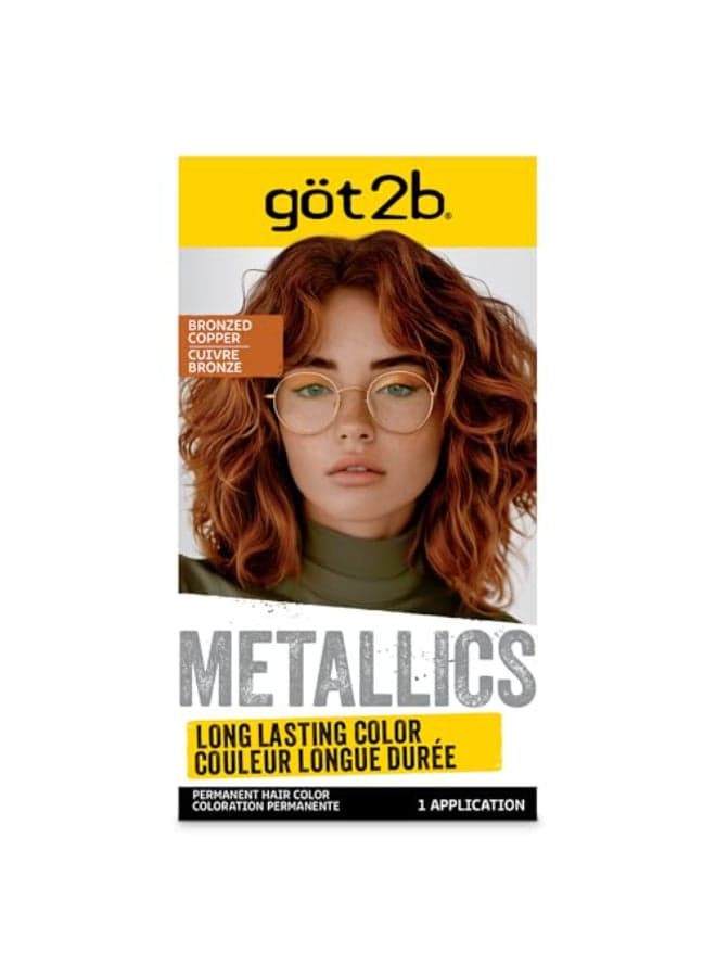 got2b Metallics Permanent Hair Dye Bronzed Copper Hair Color for Women Men Formulated with MetallicShine Bofor Cool Shimmering Tones Lasts Up to 30 Washes 1 Kit