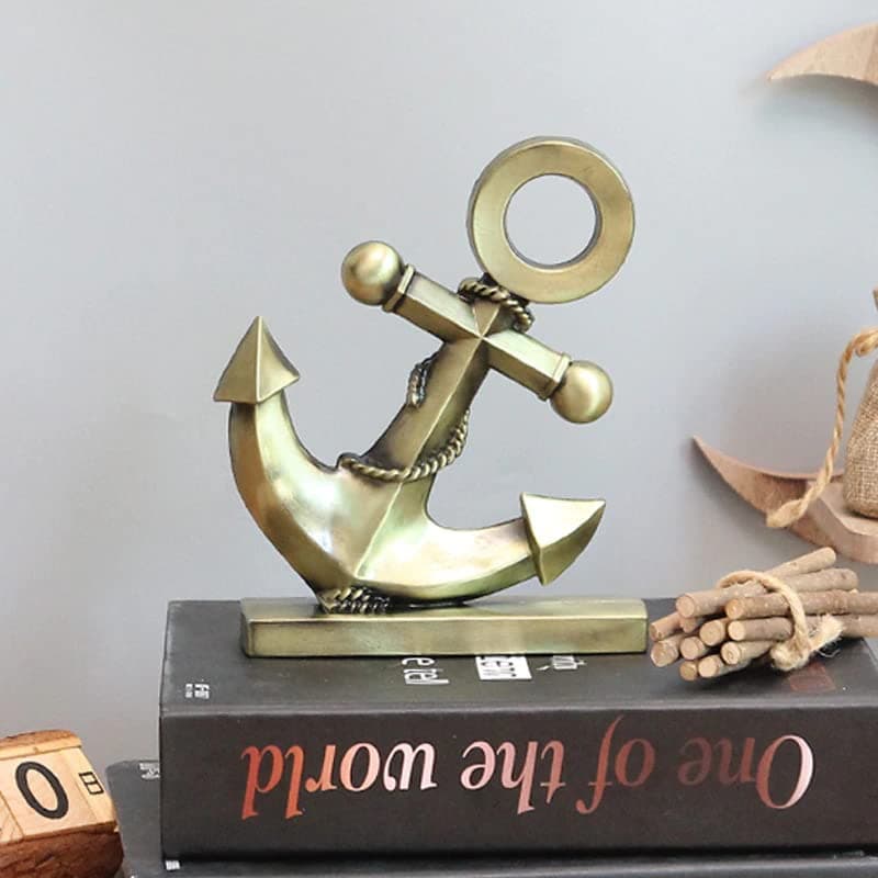 Lilone Mediterranean Anchor Metal Showpiece for Home Decor (15cm x 12cm, Antique Bronze)…