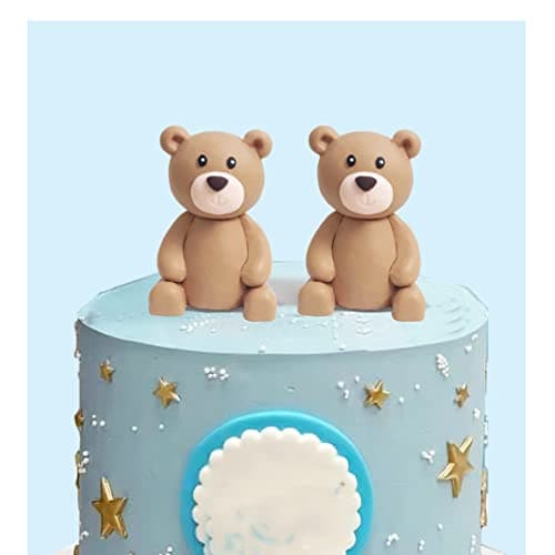 Baby Bear Cake Topper Blue Ball Cake Decor for Boy 2bears