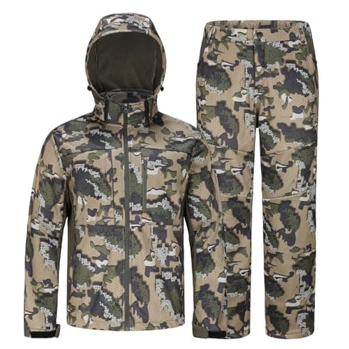 UIIHUNT Hunting Clothes for Men with Fleece Lining Safety Strap Compatible Water Resistant Silent Hunting Jacket and Pants
