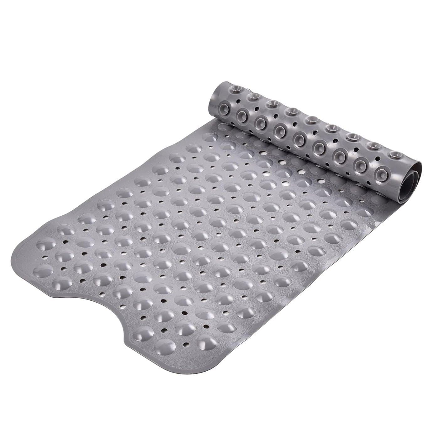 BIYALI PVC Anti Slip Silicone Shower Bath Mat Mold Resistant Silicone Rubber Bath Mat for Bathtub and Shower Bathroom Anti Slip Mat with Suction Cups Drain Holes Grey SoftPebble100x40 cm