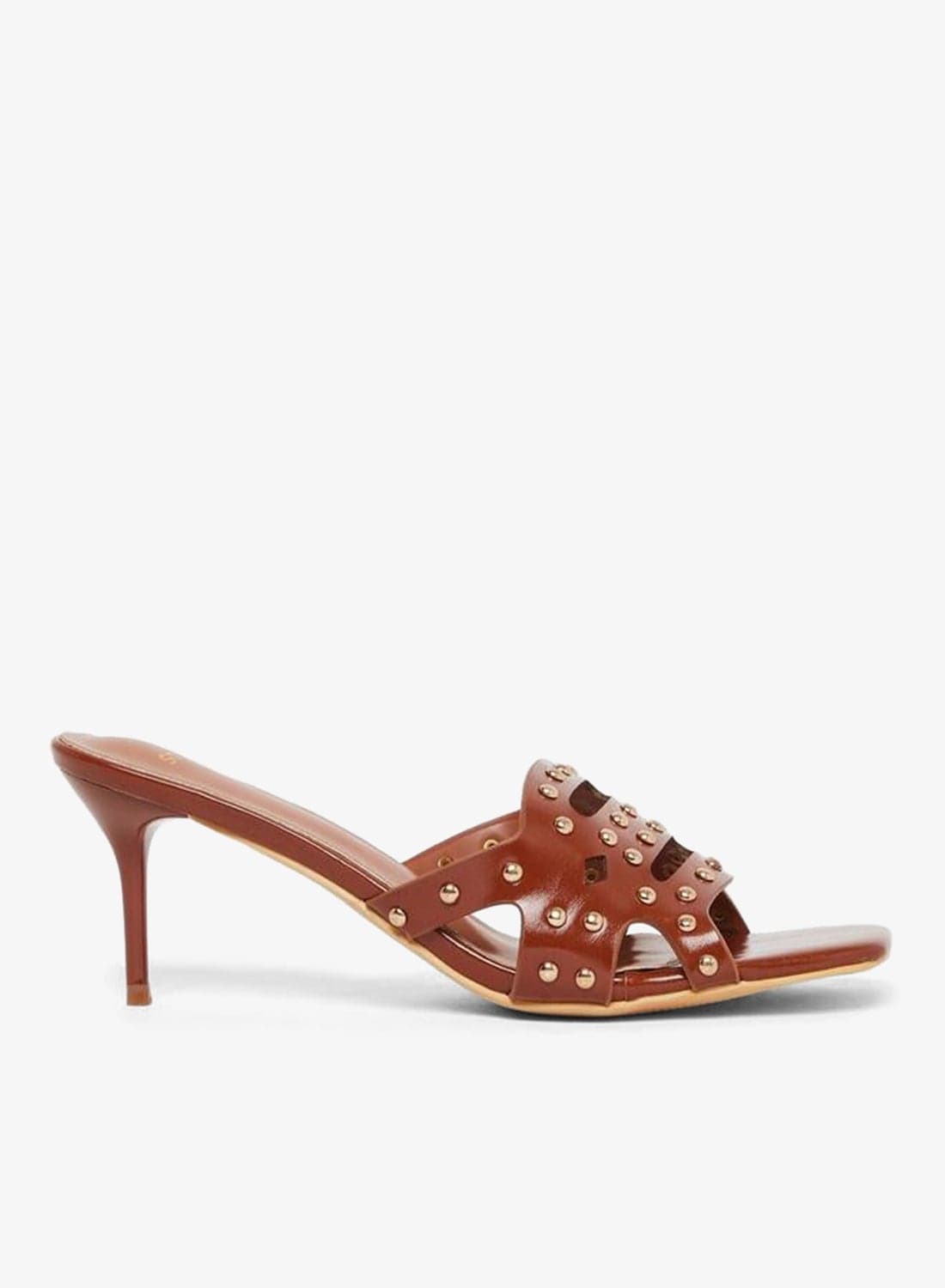 Tan Studded High Heel Sandals