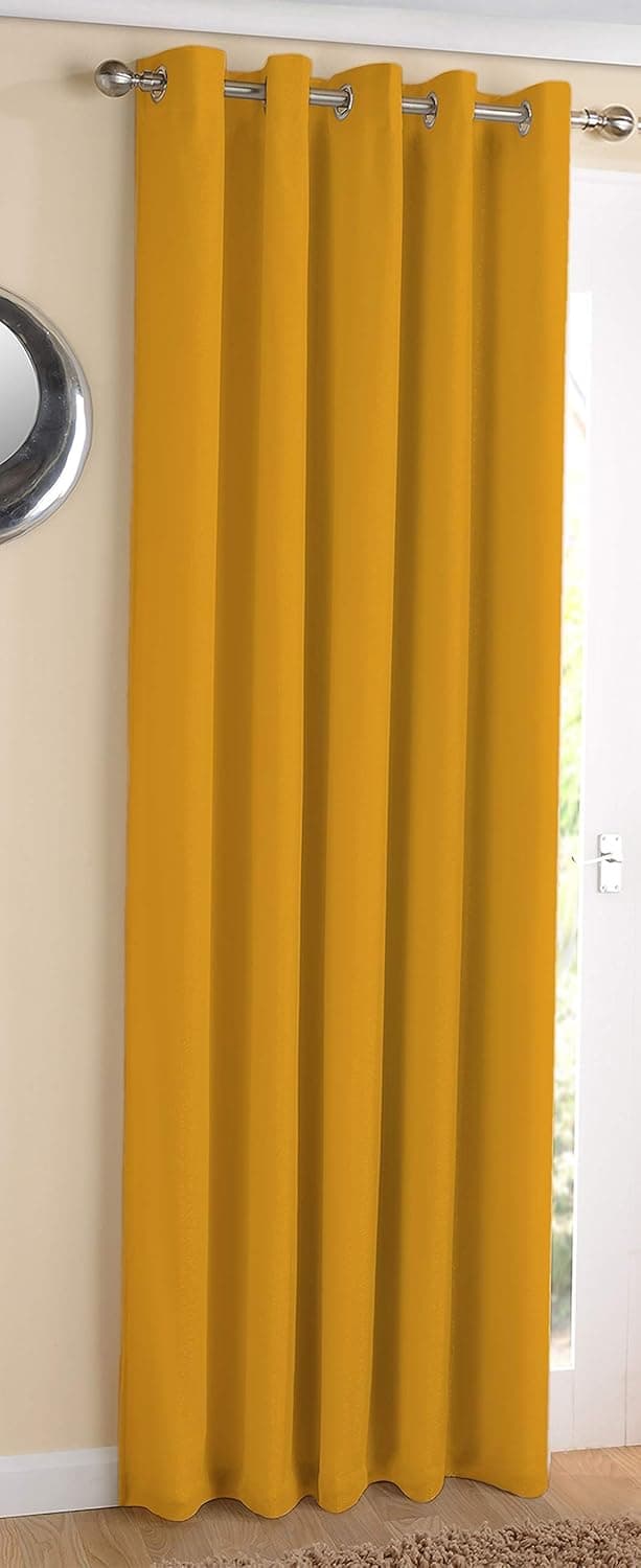 AIRWILL Cotton Plain Yellow Designed Blackout and Room Darkening 5ft Window Curtains Pack of 1 pc Solid Yellow