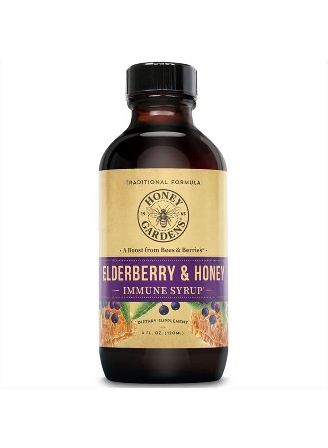 Elderberry Syrup with Grade A Raw Honey, Propolis, Organic ACV & Elderberries | Traditional Immune Formula w/Echinacea | Made in The USA | 8 fl. oz. (4oz)