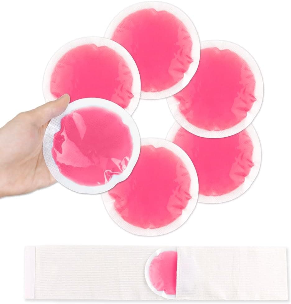 NEWGO Small Ice Packs for Injuries, 6 Pack Round Ice Packs for Face, Hot and Cold Gel Ice Pack Circular Cold Compress with Cloth Backing & Sleeve for Pain Relief, Toothaches - Red