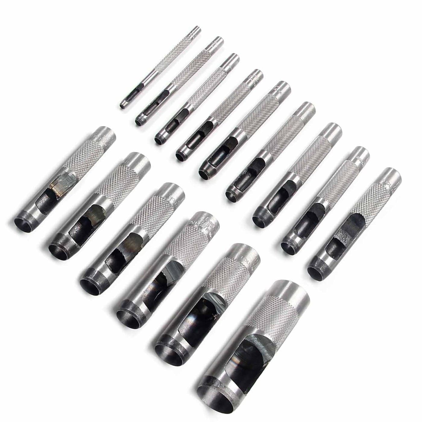 UpToDateTools 15pcs 3mm to 25mm Round Steel Hollow Punch Set Leather Craft Hole Punch Tools