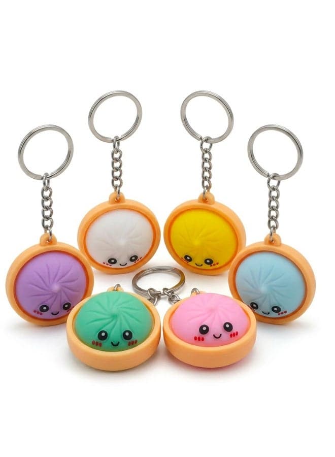 6 PCS Dumpling Keychain, Dumpling Clicker for Anxiety Relief and Focus Improvement, Mini Dumplings Keychain Trinkets with Six Colorful Designs, Office and Travel Stress Management Tools for Adults