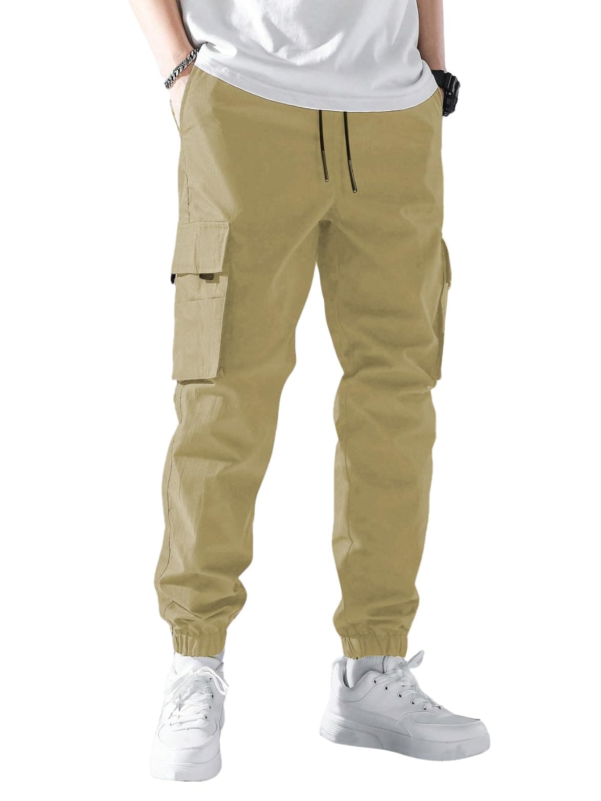 TOPLOT Men's Cargo Pants | Casual Trouser Design | Multi-Pocket Utility | Comfortable Fit Wear | Durable Construction | Easy Movement | Perfect for Casual, Outdoor & Travel (5228_30_Gold)