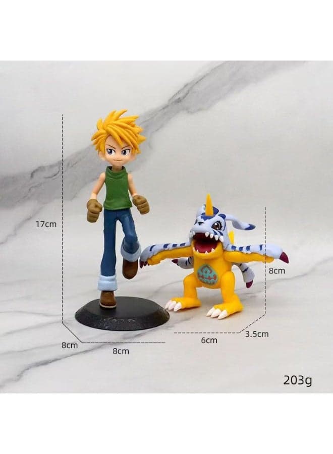 Digimon 2 - Piece Set 17 cm Ishida Yamato and Gabumon Hand - painted Action Figure Model for Desktop Decoration