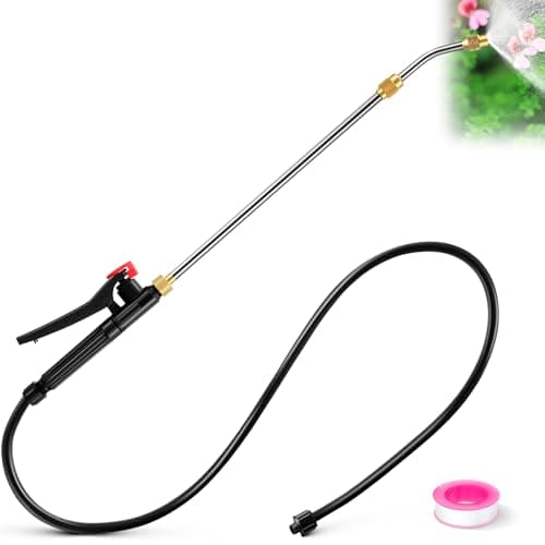 Enhon Pump Action Pressure Sprayer Wand Retractable 29 Stainless Steel Replacement Sprayer Wand with PVC Replacement Hose Shut off Valve