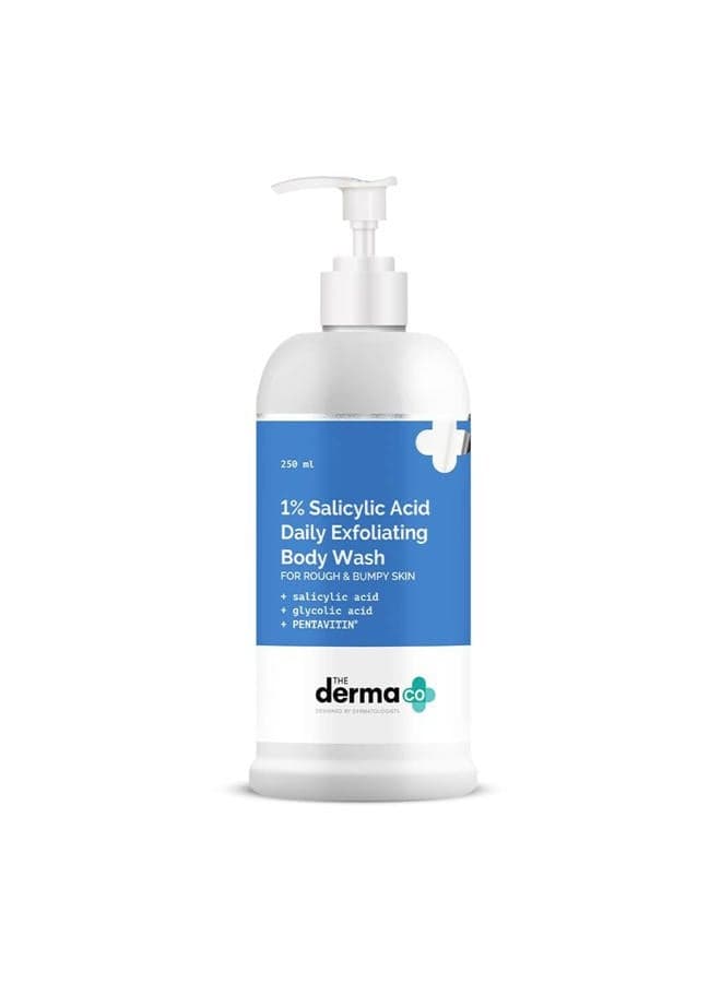 1% Salicylic Acid Exfoliating Body Wash with Glycolic Acid & Pentavitin, Fights Body Acne, Smoothens Rough & Uneven Skin, Gentle & Hydrating Daily Body Care - for all skin types, 250ml